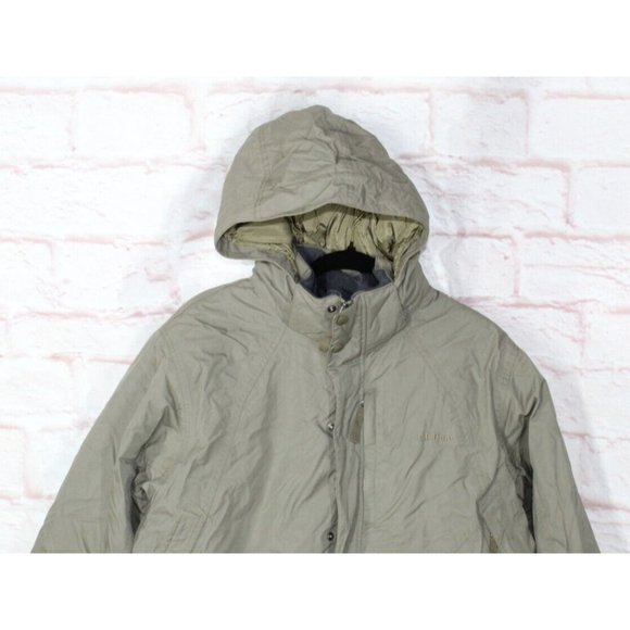 Vintage LL Bean Green Nylon Lined Zip Snaps Insulated Hooded Jacket Size L - Picture 6 of 9
